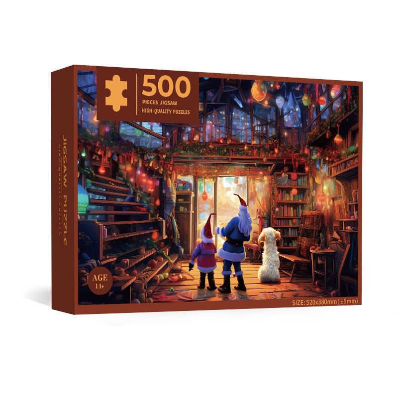 Christmas Series White Card Puzzle 52*38Cm 500 Piece Puzzle Paper Toy Source Manufacturer Spot Puzzle - Image 1